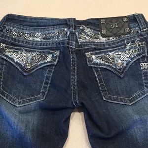 Miss Me Distressed Embellished Boot Cut Jeans Sz30